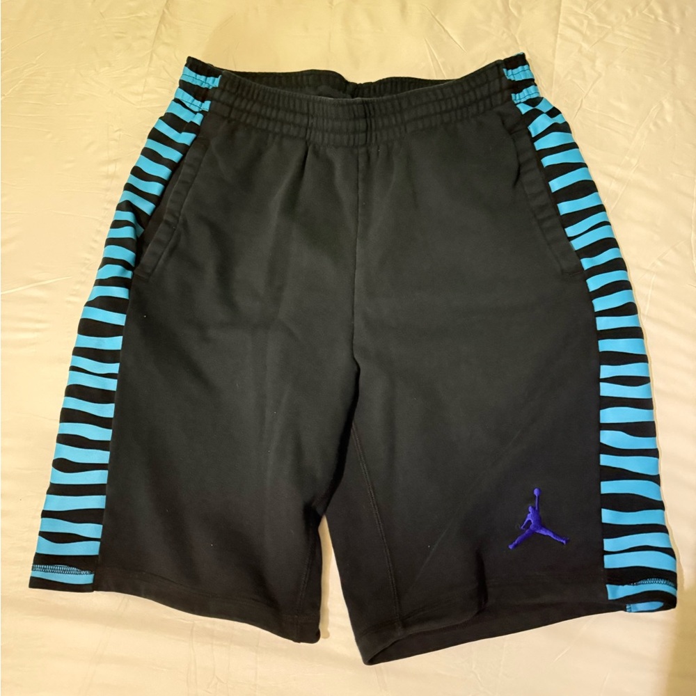 Jordan Men's Black Shorts with Blue Stripes